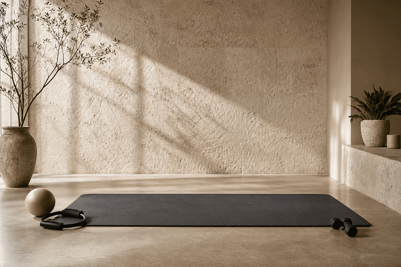 Classical mat exercises on a clean studio floor